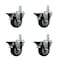 Service Caster 3.5'' Black Poly Wheel Swivel 3/4'' Square Stem Caster Set with Brake, 4PK SCC-SQ20S3514-PPUB-BLK-PLB-34-4 - alternate 1
